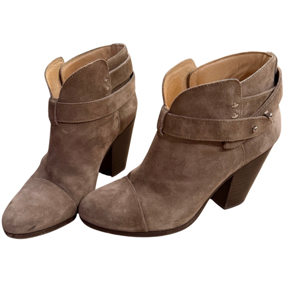 RAG & BONE Ankle Booties Women's Harrow Cap Suede Leather Taupe 38.5 US 7.5